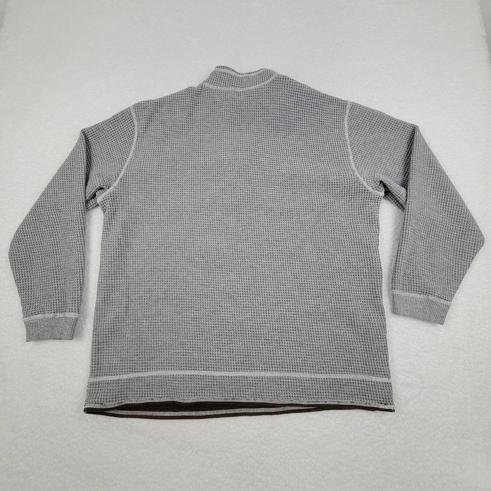 Tommy‎ Bahama Reversible 1/4 Zip Pullover Sweater Mens XL Brown Gray Knit Top